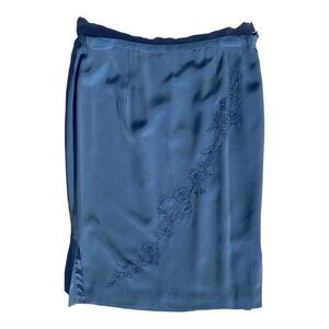 SILK ASSETS Diane Von Furstenberg Silk Floral Blue A-line Knee Length Skirt S